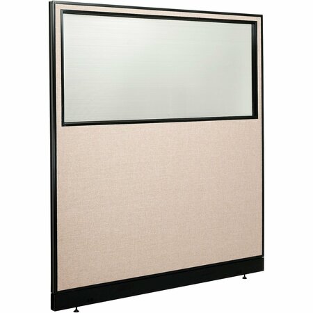INTERION BY GLOBAL INDUSTRIAL Interion Office Partition Panel with Partial Window & Raceway, 60-1/4inW x 64inH, Tan 694693WNTN